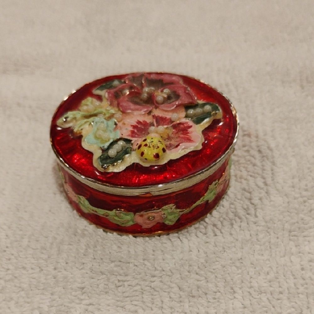 Floral Red Trinket Box